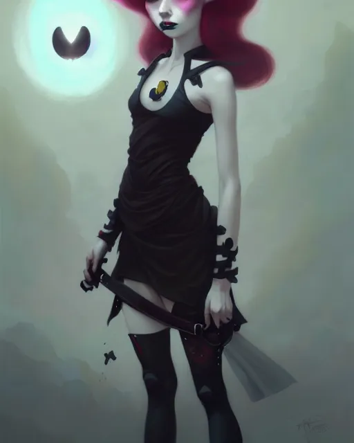 Image similar to portrait of cute goth girl, by peter mohrbacher and ilya kuvshinov and wlop