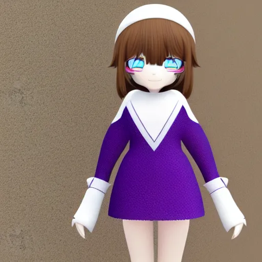 Image similar to cute fumo plush of a girl in a purple sweater with chess pattern on it, anime girl, vray