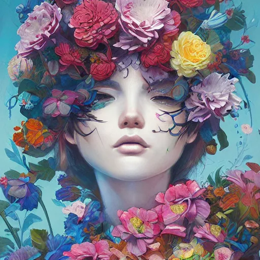 Prompt: a bouquet of colorful flowers, detailed painting, by James Jean and Ross Tran, masterpiece, award winning painting