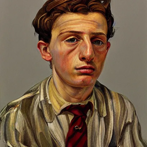 Image similar to high quality high detail painting by lucian freud, hd, portrait of student