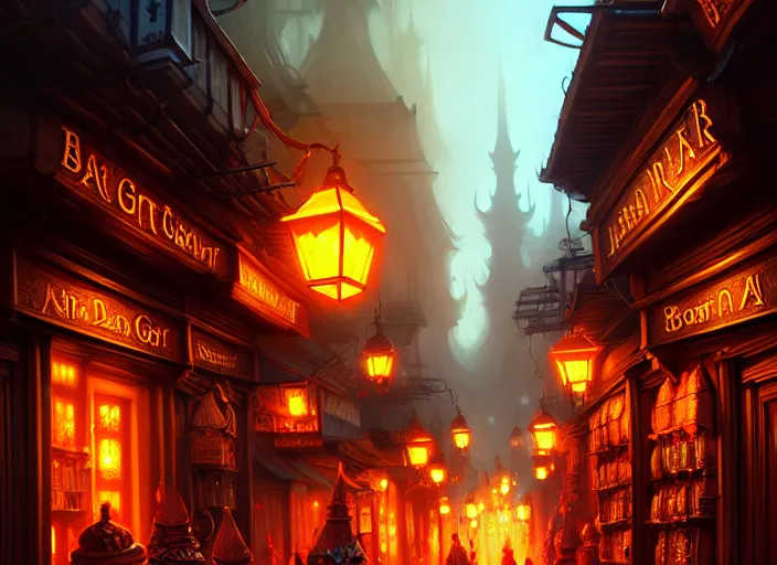 Image similar to a highly detailed bazaar street in the great city of waterdeep, amazing d & d digital painting by anato finnstark, brom digital art, intricate details, ultra realistic, beautiful art, volumetric lighting, ultrarealistic, by art germ, by brom, trending cgsociety, artstation, faerun theme, 8 k