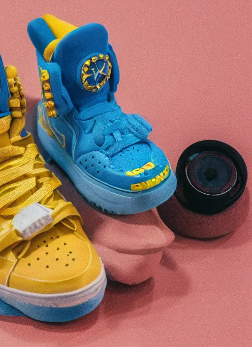 Image similar to hyperrealistic and heavy detailed product photo jordan shoe of marge simpson, in front of white back drop, whole shoe is in picture, leica sl 2 5 0 mm, vivid color, high quality, high textured, real life,