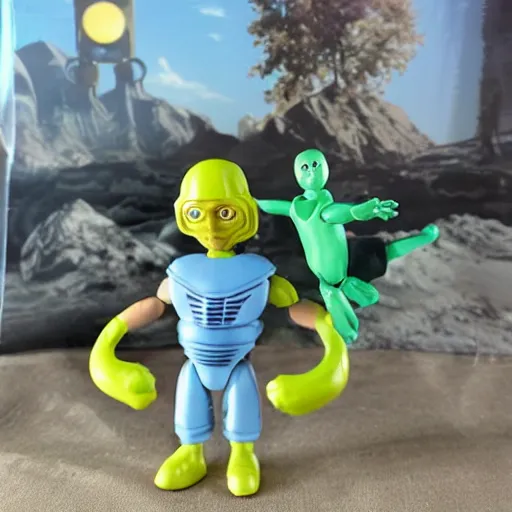 Image similar to ufo abduction playset action figure 9 0's, realistic, high detail,