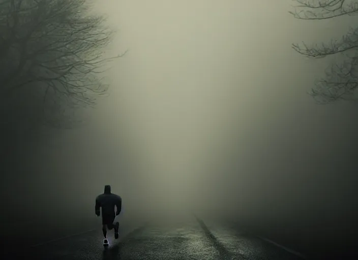Prompt: a man runs away from the light, fog, rain, volumetric lighting, beautiful, mystique, golden hour, sharp focus, ultra detailed, concept art, jan urschel, dylan cole, noir art house, 4 k, 3 5 mm, fujifilm