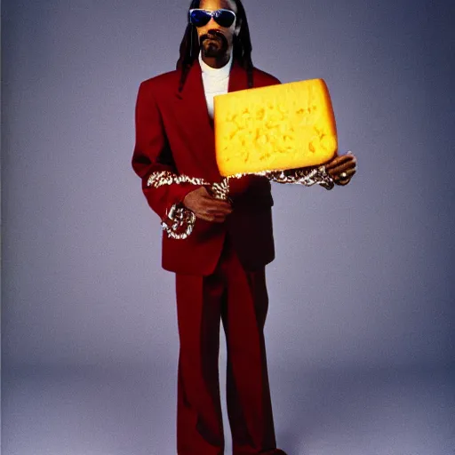 Prompt: Snoop Dogg holding a piece of American cheese for a 1990s sitcom tv show, Studio Photograph, portrait, C 12.0