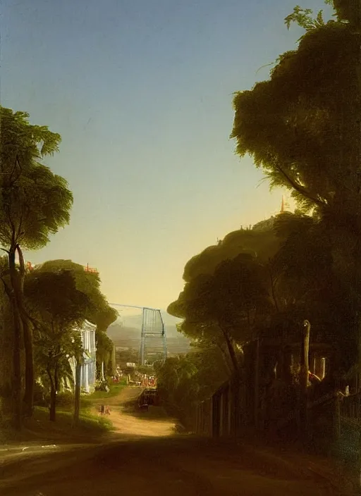 Prompt: a thomas cole painting of a street in san francisco