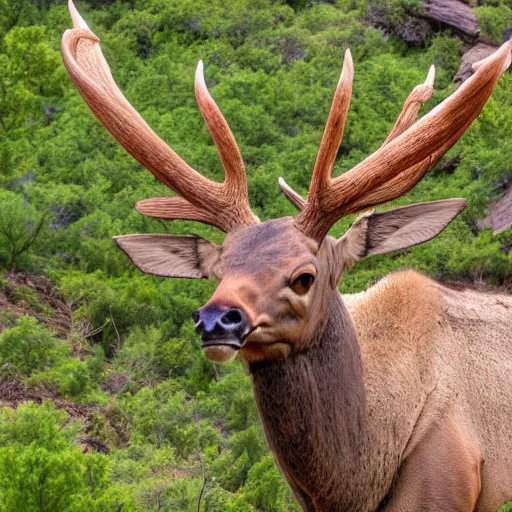 Prompt: megaloceras elk nature photography hd