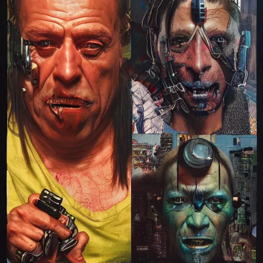 Image similar to cyberpunk orcs, rule of thirds, cinematic lighting, by chuck close, by norman rockwell, hyperrealistic photorealism acrylic on canvas, hyper detailed, mohawk.