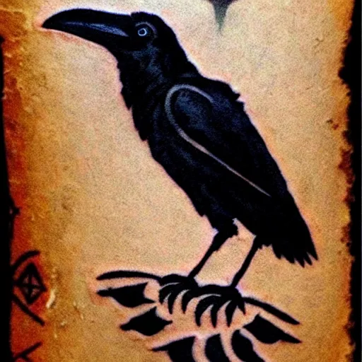 Image similar to raven - shaman with tatoo, prehistoric cave painting