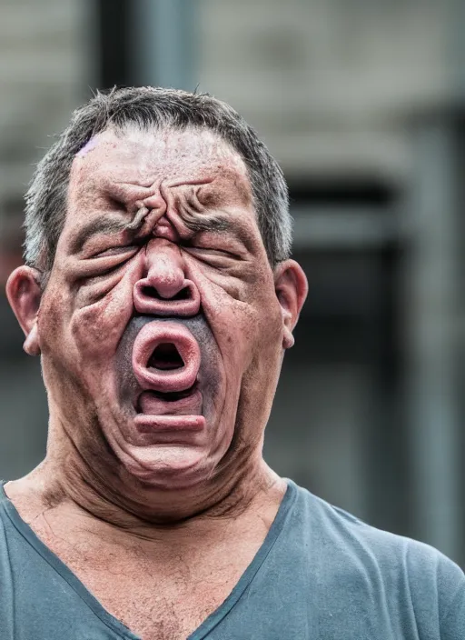 Image similar to person with the face of constipation, hyperrealistic and heavy detailed, leica sl 2 5 0 mm, vivid color, high quality, high textured, real life