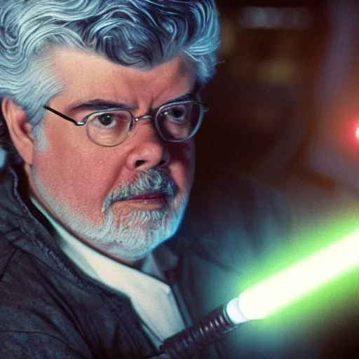 Prompt: george lucas in star wars episode 3, 8k resolution, full HD, cinematic lighting, award winning, anatomically correct