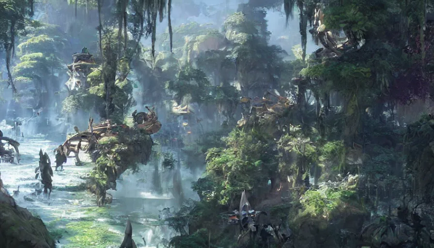 Image similar to screenshot from the avatar movie, artstation, by craig mullins