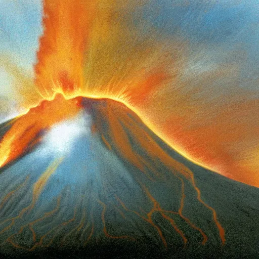 Prompt: high detail volcano explosion with lava