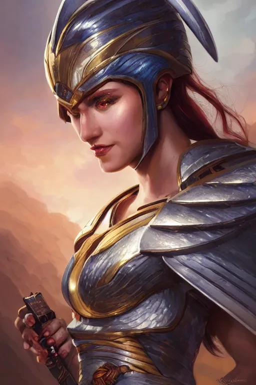 Image similar to amazon valkyrie athena, d & d, fantasy, portrait, highly detailed, headshot, digital painting, trending on artstation, concept art, sharp focus, illustration, art by artgerm and greg rutkowski and magali villeneuve