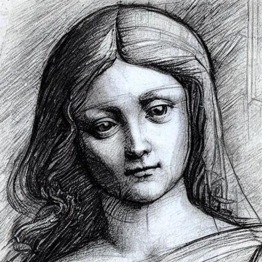 Image similar to of leonardo davinci drawing a beautiful girl from today 2 0 2 2 lots of loose sketches