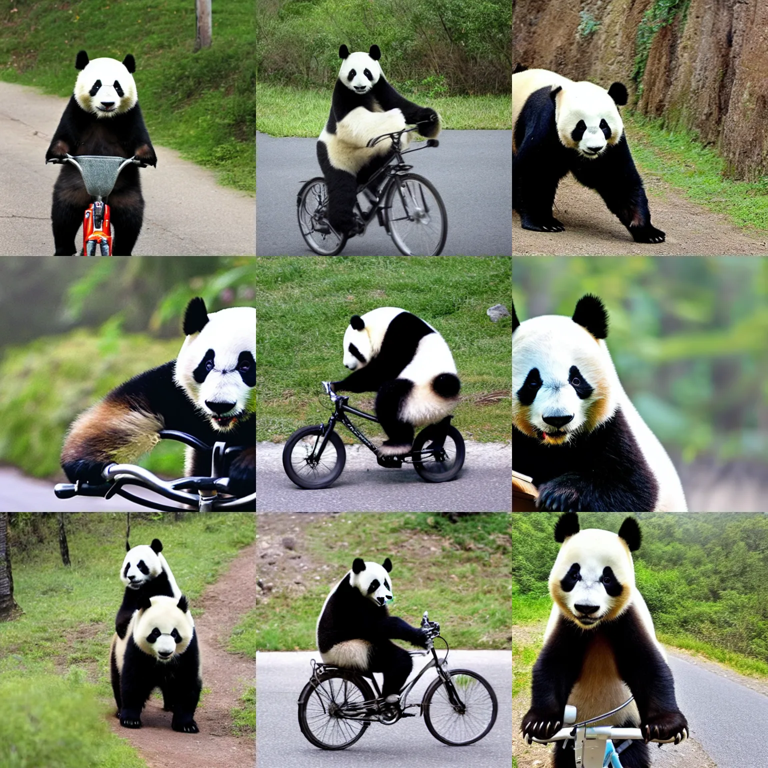 Prompt: a photo of a panda riding a bike