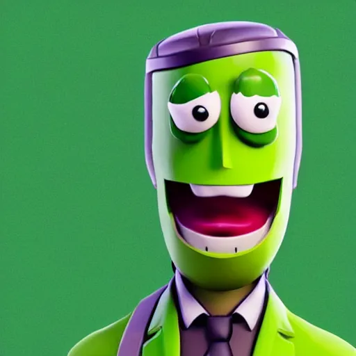 Image similar to anthropomorphic pickle man, fortnite character design