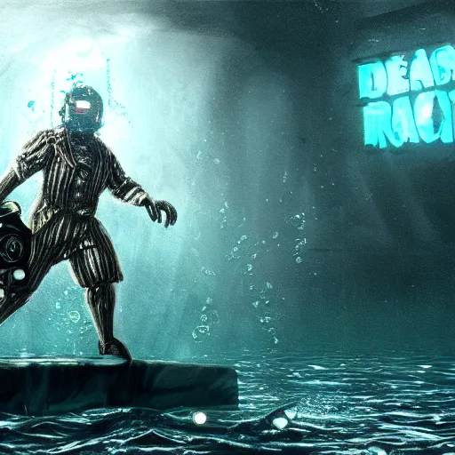 Prompt: rapture bioshock, city at sea floor, water, submerged, seaweed, fish, realistic, detailed, underwater, dark, underwater underwater underwater underwater underwater