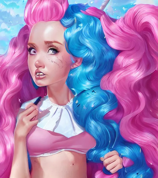 Image similar to humanized pinkie pie throws a party, a plus sized white girl with curly pink hair and freckles, art by stanley lau, artgerm, rossdraws, ross tran, sakimichan, cyarine, beautiful art