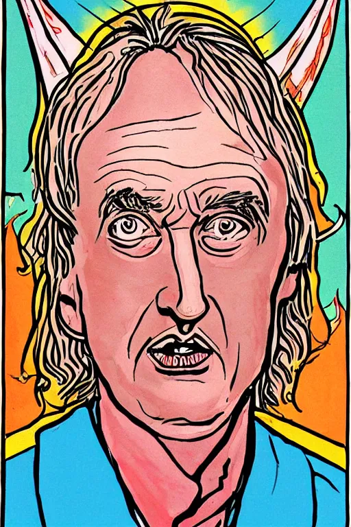 Prompt: colored illustration of Richard Dawkins as a satanic high priest, by Julie Doucet