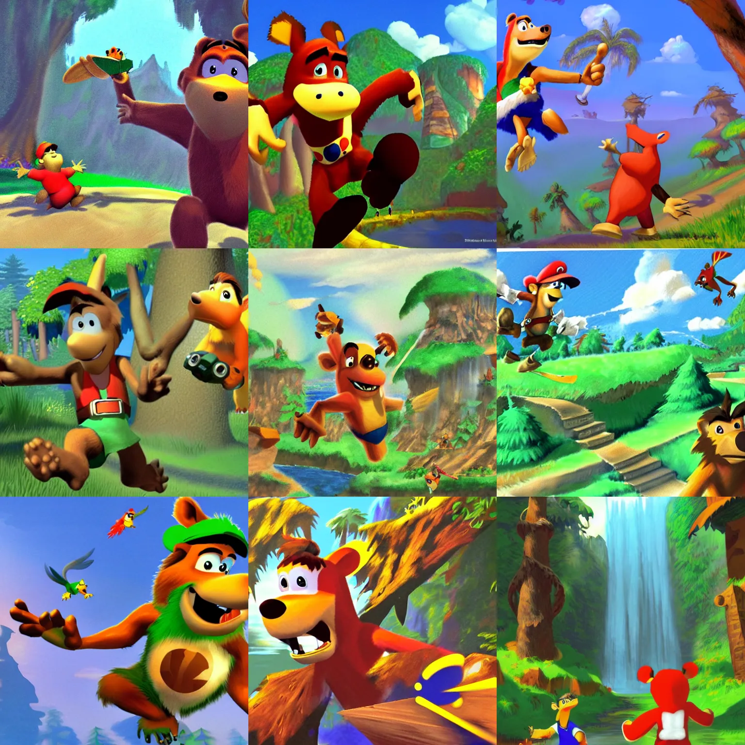 Prompt: concept art of banjo kazooie