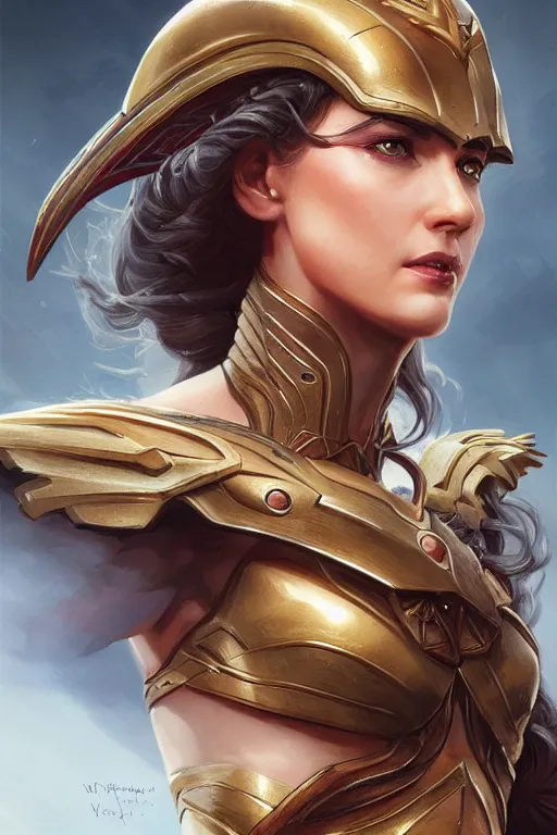 Image similar to amazon valkyrie athena, d & d, fantasy, portrait, highly detailed, headshot, digital painting, trending on artstation, concept art, sharp focus, illustration, art by artgerm and greg rutkowski and magali villeneuve