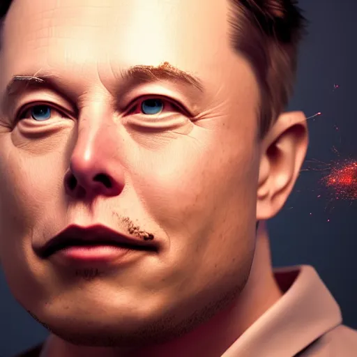 Image similar to elon musk made of smoke simulation made of smoke simulation made of smoke simulation smoke particles octane render houdini mesh emitting particles