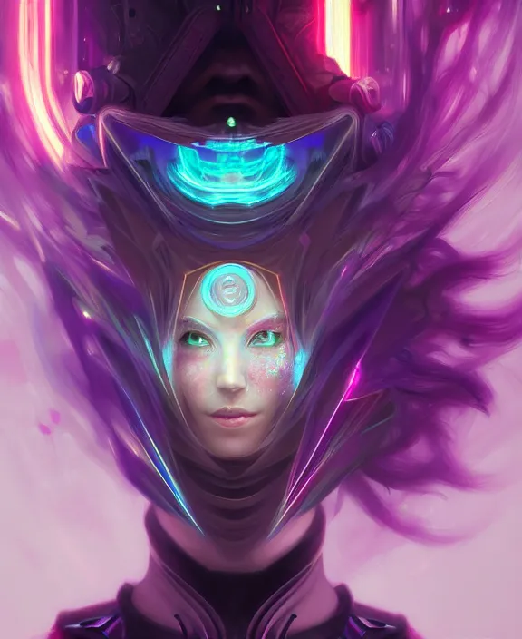 Image similar to whirlwind souls rushing inside metaverse, half body, glowin eyes, tiara, pharaoh, android, cyborg, cyberpunk face, by loish, d & d, fantasy, intricate, elegant, highly detailed, colorful, vivid color, digital painting, artstation, concept art, art by artgerm and greg rutkowski and alphonse mucha and ruan jia