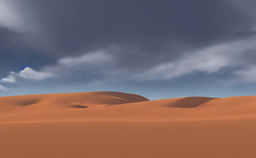 Image similar to a matte painting of desert dunes with blue light falling on them, trending on artstation, cgsociety