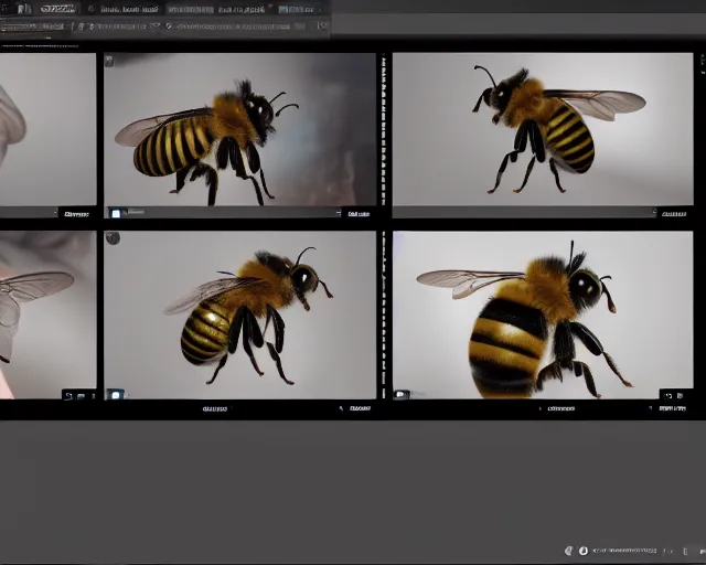 Image similar to anthro bee group video conference of anthro bees, photorealistic, octane render, rtx, hdr, unreal engine, digital art widescreen 8 k