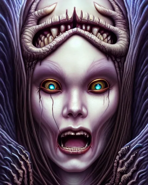 Image similar to death is swallowed up in victory, very detailed and beautiful womans face, screaming with fear, artwork by artgerm, centered shot, wide angle, full body, elfpunk, artwork by naoto hattori, landscape art by john howe