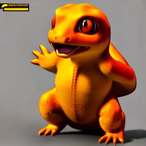 Prompt: charmander, 3 d model, 4 k, highly detailed