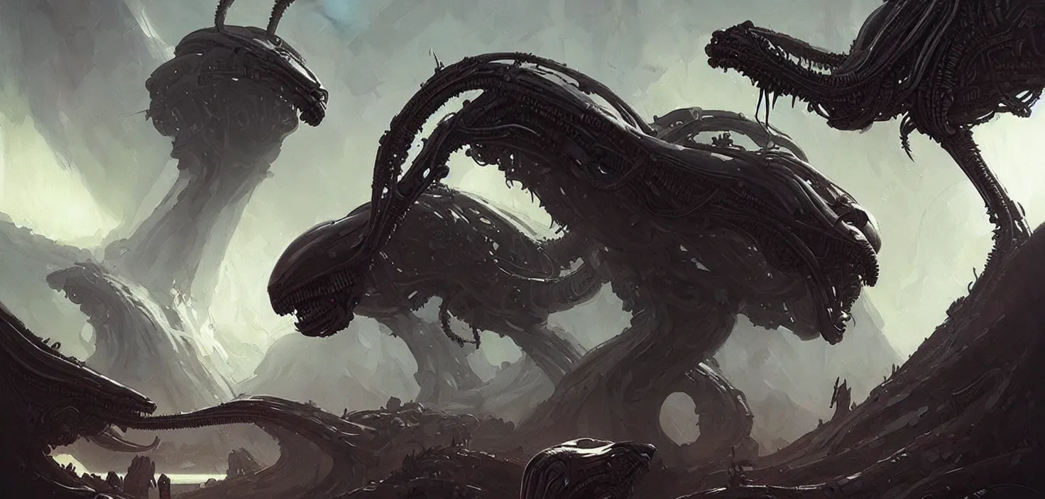 Image similar to alien art, concept art by greg rutkowski, intricate details