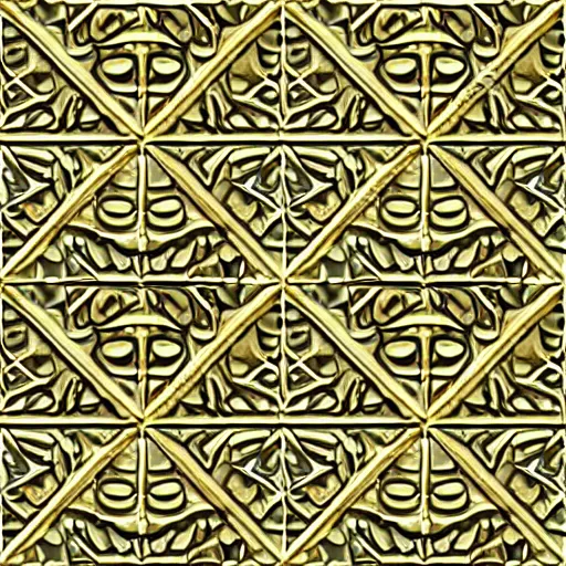 Image similar to 3d render of an abstract medieval pattern gold tile, symetrical