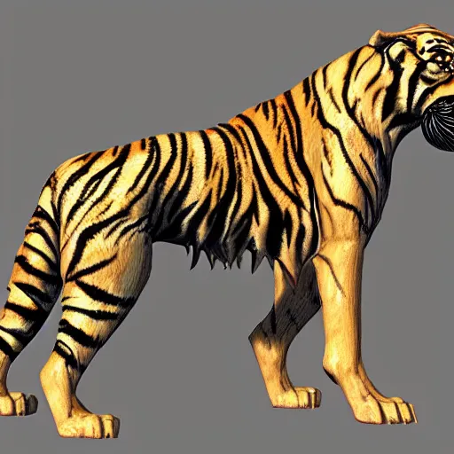 Image similar to monster dog tiger fusion cosmic horror made of angles drooping skin hyper realistic