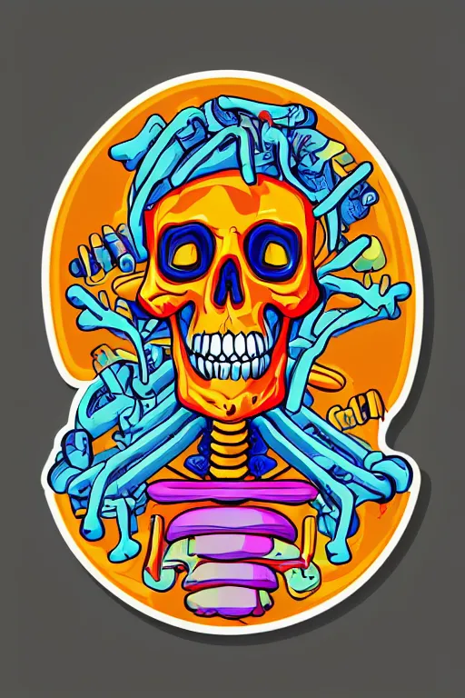 Image similar to Drug addict skeleton, sticker, andromorphic, colorful, illustration, highly detailed, simple, smooth and clean vector curves, no jagged lines, vector art, smooth