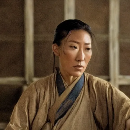 Prompt: portrait of dichen lachman, realistic painting, Movie still of Xi Jinping in Crouching Tiger Hidden Dragon