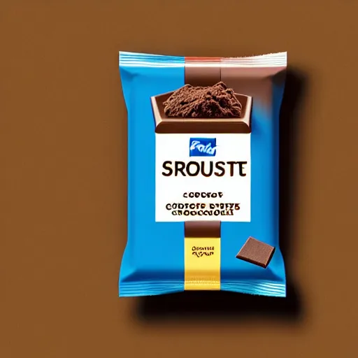 Prompt: Ritter Sport chocolate with dog poop flavour, product shot, photo