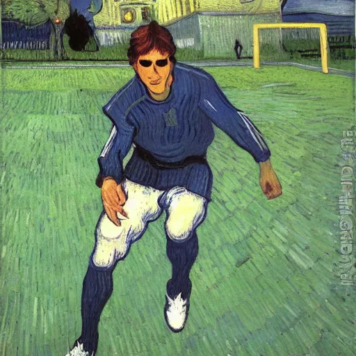 Image similar to Tom Cruise playing football by Van Gogh