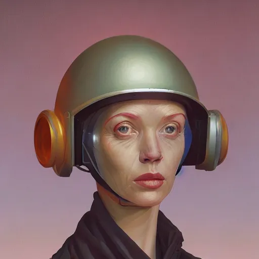 Image similar to Portrait of woman engineer with helmet, very coherent, painted by Edward Hopper, Wayne Barlowe, painted by James Gilleard, airbrush, art by JamesJean