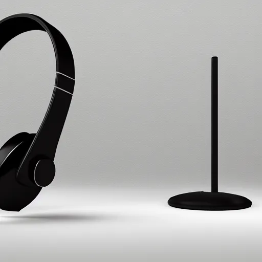 Image similar to wireless headphone stand, futuristic, techno, cyberpunk, product design, render, concept, fun, neon