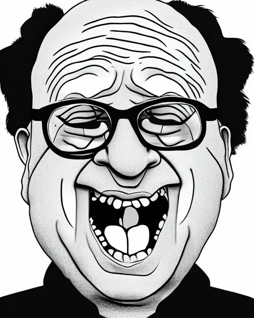 Image similar to Portrait of Danny Devito in the style of Rick & Morty