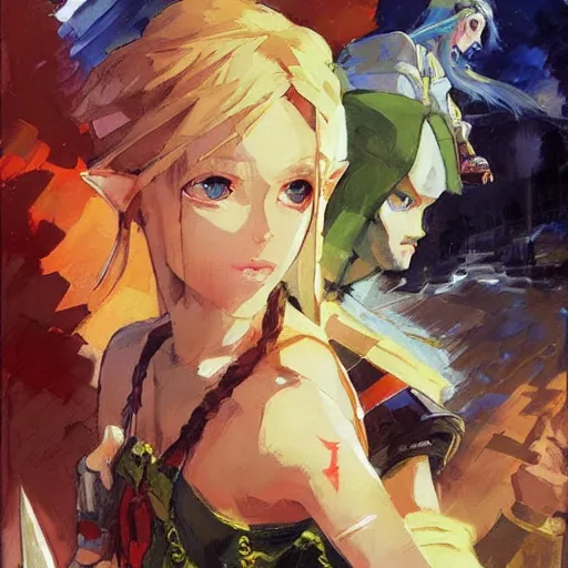 Prompt: legend of zelda by michael garmash, katsuhiro otomo, vincent di fate, rule of thirds, seductive look, beautiful