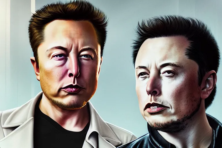 Image similar to hyperrealism aesthetic ridley scott and denis villeneuve style portrait photography of a detailed hyperrealism elon musk, siting on a detailed hyperrealism toilet and scrolling his detailed smartphone in hyperrealism scene from detailed art house movie in style of alejandro jodorowsky and wes anderson