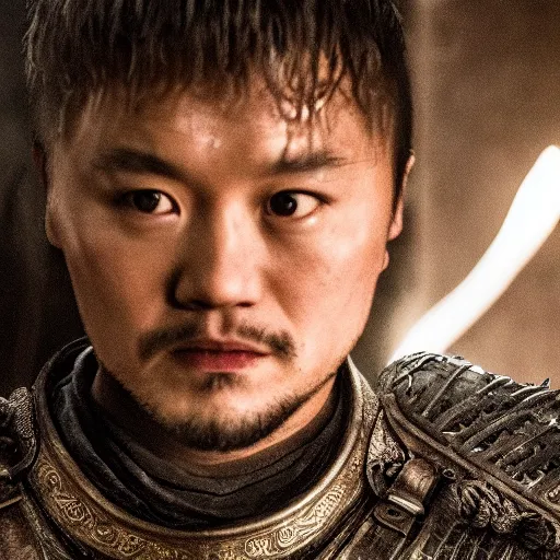 Prompt: justin sun in game of thrones, 4 k, epic, cinematic, focus, movie still, fantasy, serious, extreme detail, atmospheric, dark colour, sharp focus