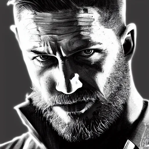 Image similar to Tom Hardy in wolverine suit Digital art 4K quality Photorealism