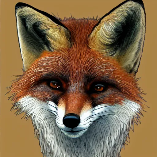 Image similar to realistic detailed face portrait of a fox detective by emilia dziubak, will terry, greg olsen, chris mars, ann long, and mark brooks, fairytale, female, feminine, art nouveau, illustration, character concept design, storybook layout, story board format