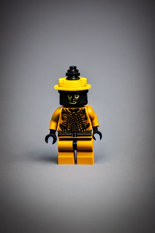 Image similar to closeup studio photograph of a cosmic horror lego mini figurine, depth of field, 5 0 mm, 8 k, soft vignette