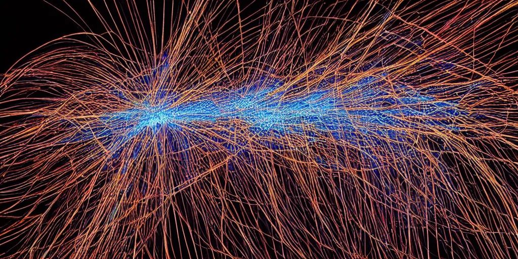 Image similar to “a deep blue network of neurons and fiber optics connected to create a subtle light show”