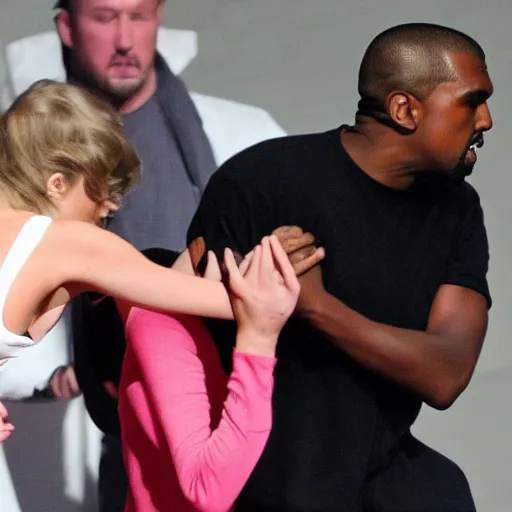 Image similar to taylor swift beating kanye up